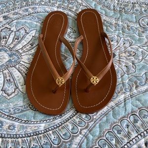 Authentic Tory Burch Terra Leather Flip Flops, 9
